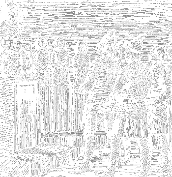 Men stand before an image of Thor in a Heathen temple.
