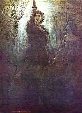 Siegmund and the magical
sword Nothung, left to him by his father, Wotan.
