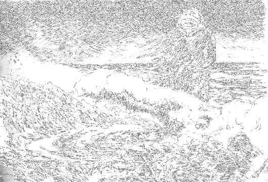A sea wight looms and roars from the surf!